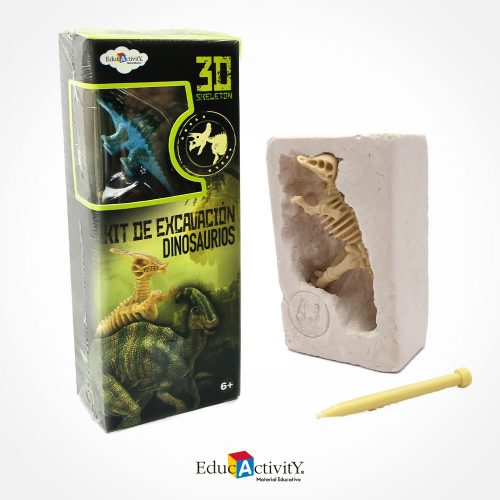 Dinosaurios Jurassic 3D Kit de Excavación Esqueleto 3D - Educactivity - Juguetes y Materiales Educativos 